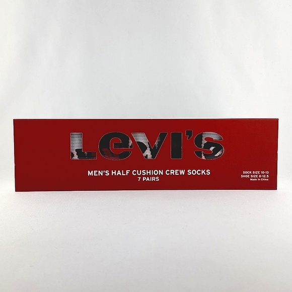 Levi's Men's Half  Cushion Crew Socks 7 Pairs Sock Size 10-13 Shoe Size 8-12.5 - Picture 6 of 8